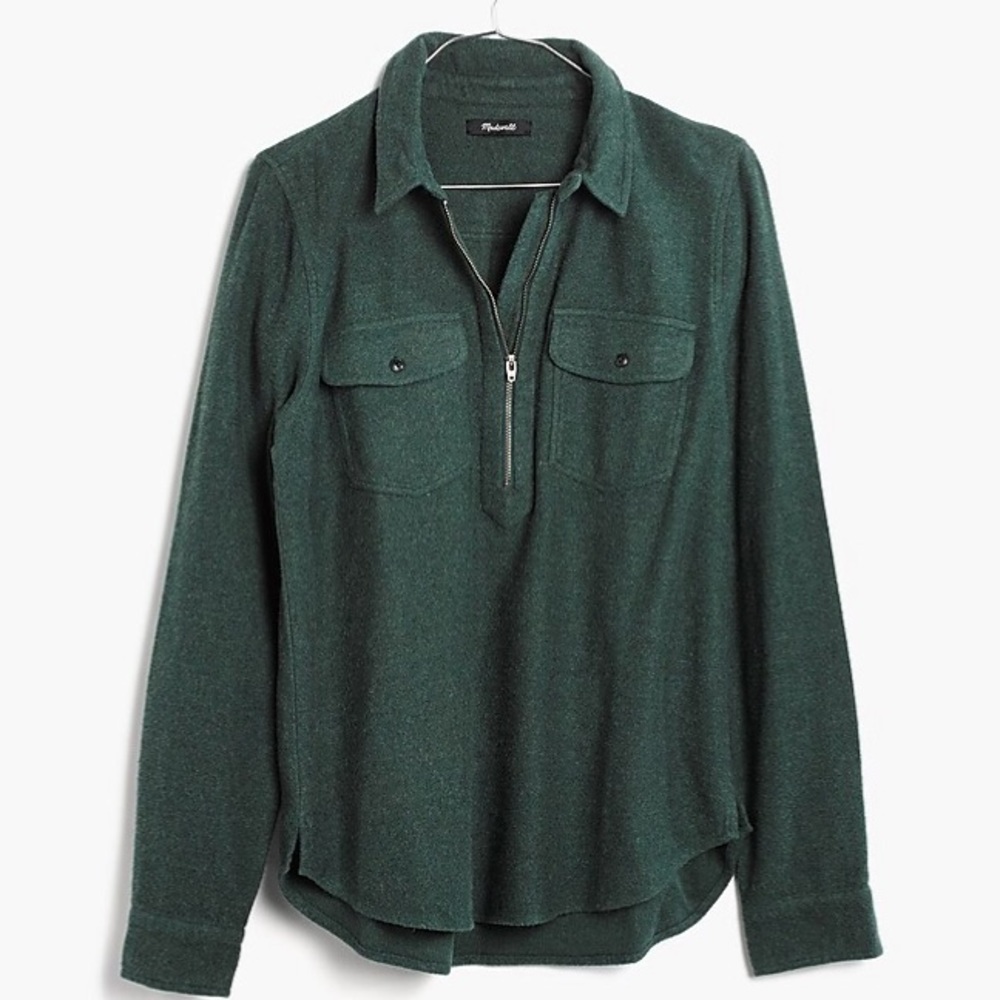 Madewell Flannel Zip-Front Popover Shirt- XXS